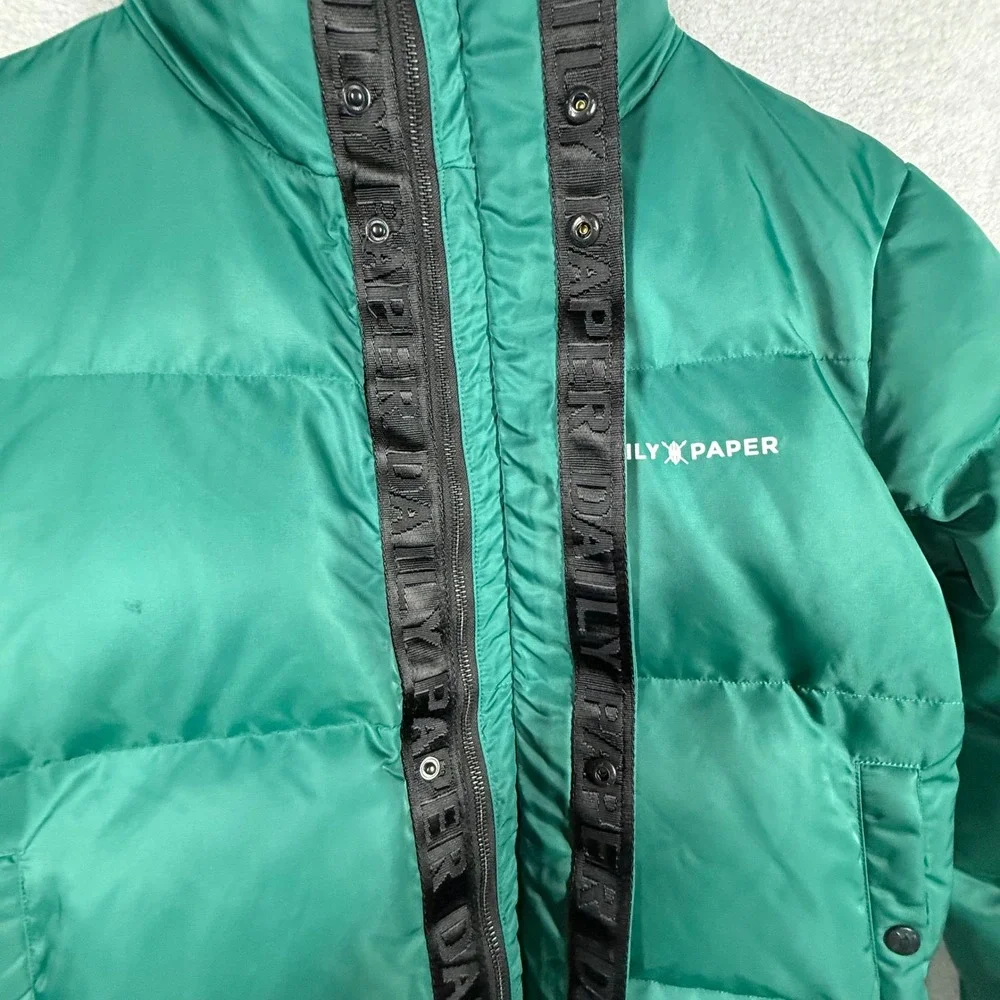 Daily Paper Mens Unisex Down Puffer Jacket Teal Green Size Small 18F1OU01